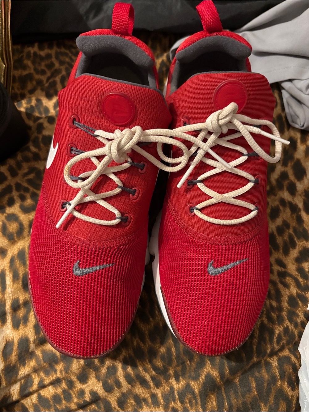 Nike Red Mesh Sneakers with Laces and Gray Accents size 7 men